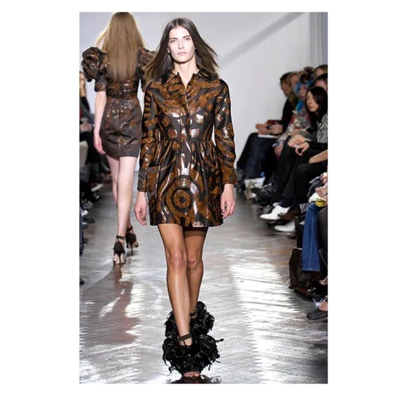 New! GILES DEACON Runway Painted Silk Shirt Dress - Picture 3 of 9